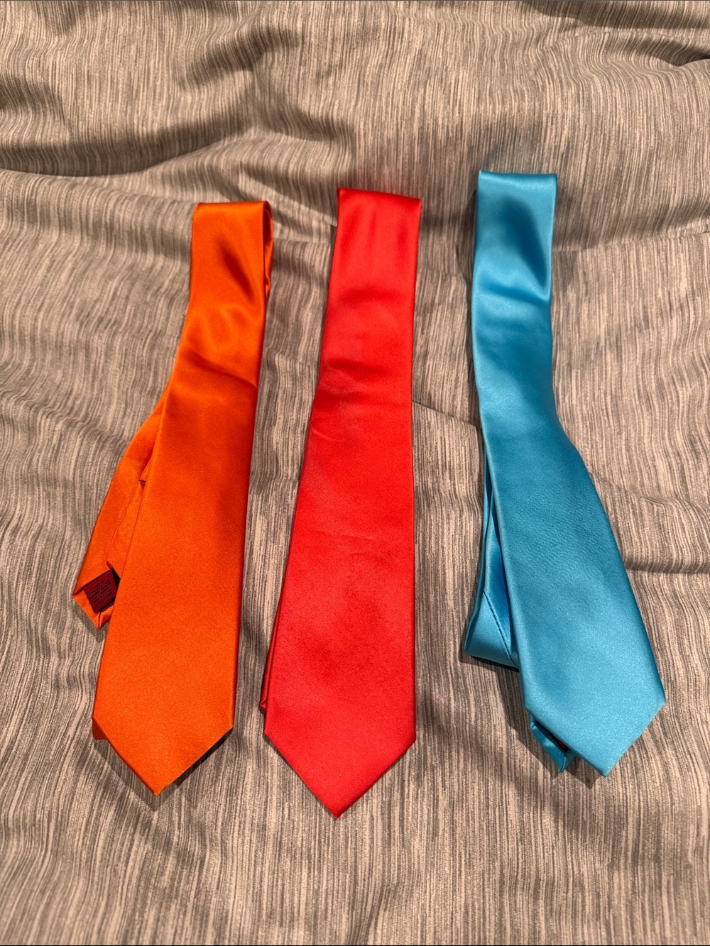 Silk-Look Solid Color Neckties - Orange, Red, Blue
